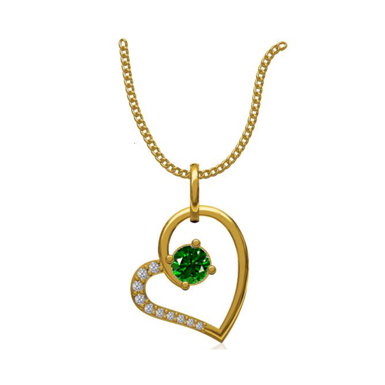 14k Yellow Gold 0.131 Ct. Diamond or Gemstones Heart Shape Pendant Necklace-1
