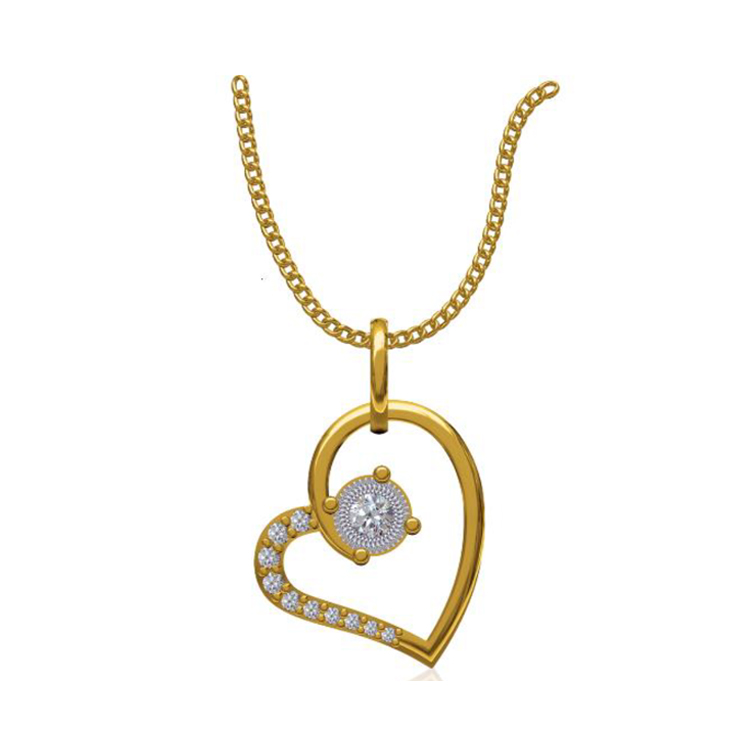 14k Yellow Gold 0.131 Ct. Diamond or Gemstones Heart Shape Pendant Necklace-6