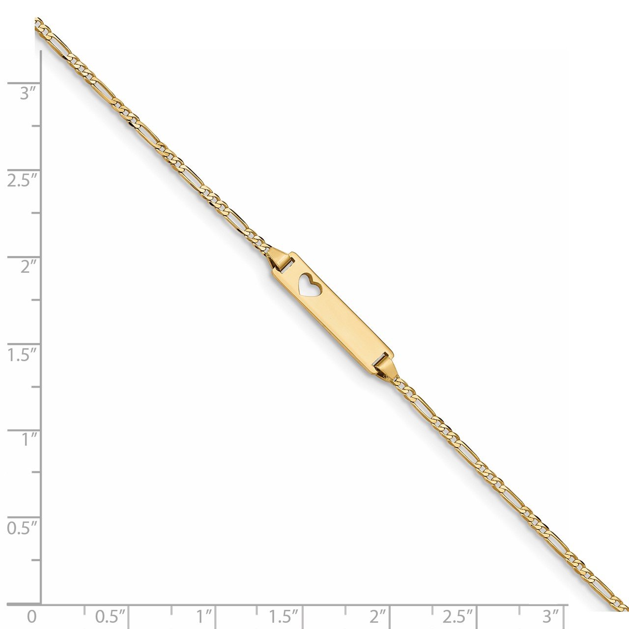 14k Cut-out Heart Figaro Link ID Bracelet-2