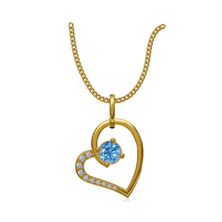14k Yellow Gold 0.131 Ct. Diamond or Gemstones Heart Shape Pendant Necklace-3