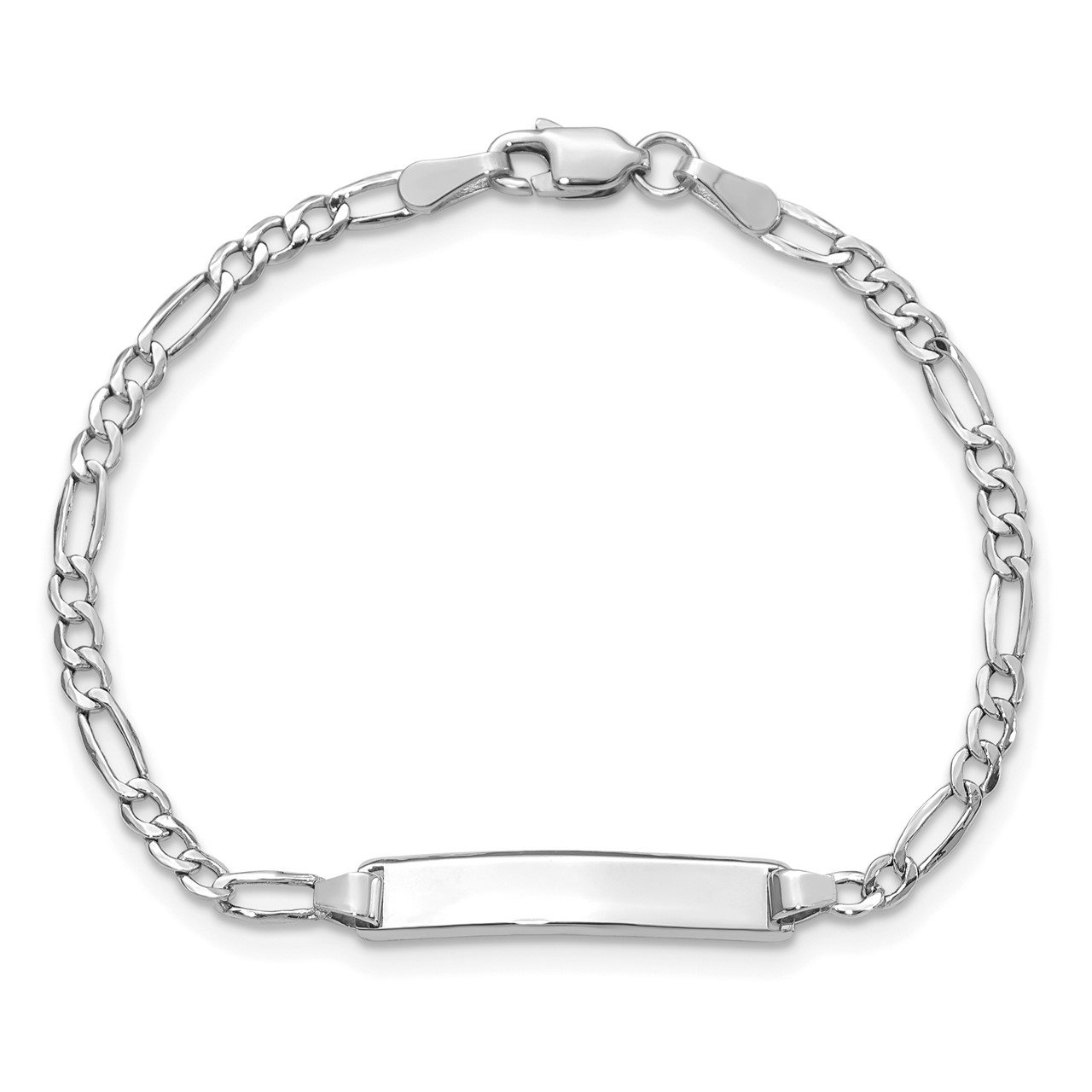 14k WG Semi-Solid Polished Figaro ID Bracelet-3