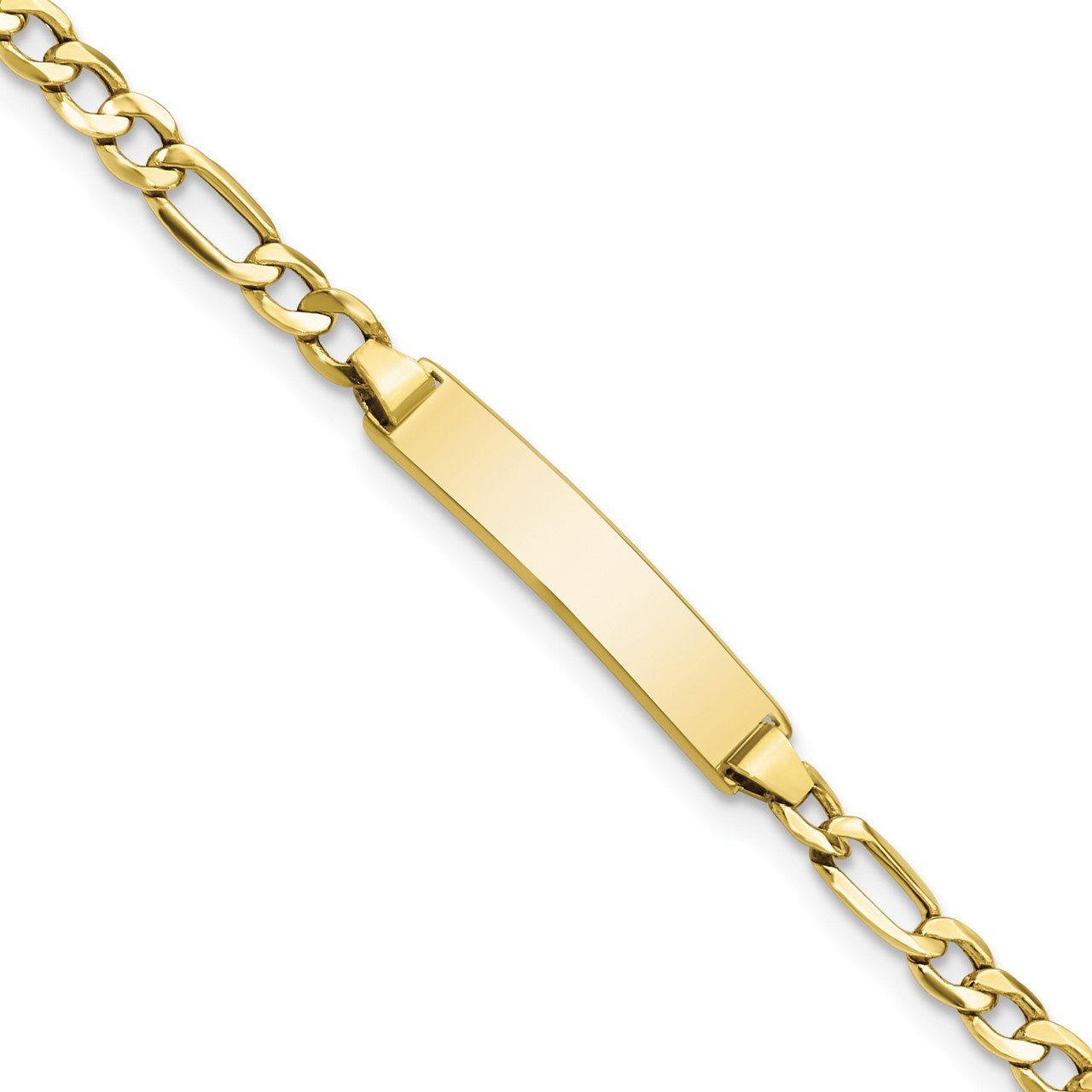 10k Semi-solid Figaro Link ID Bracelet