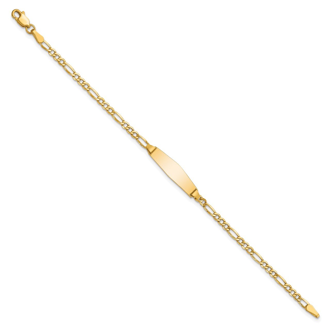 14k Semi-Solid Soft Diamond Shape Figaro ID Bracelet-1