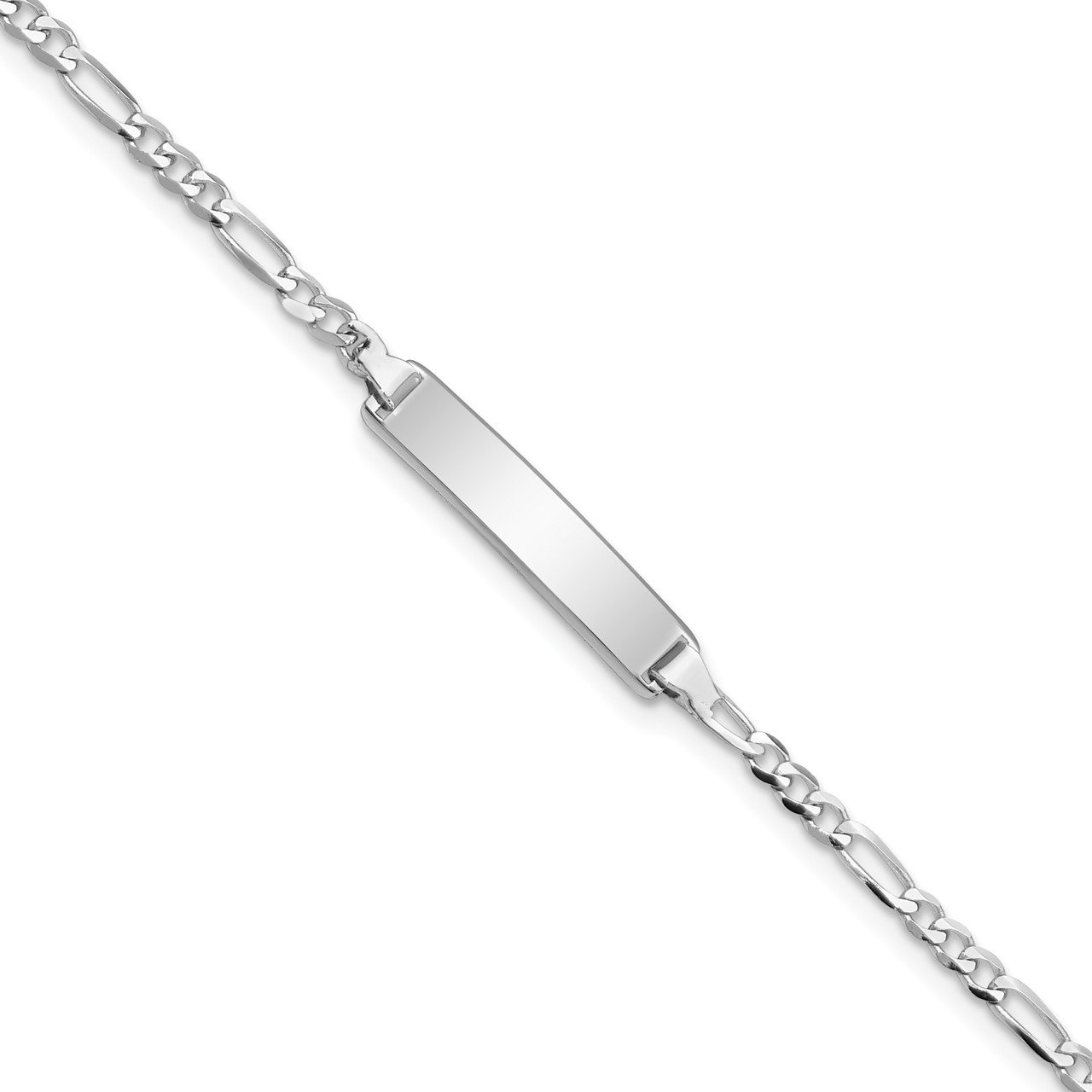 14k WG Figaro Link ID Bracelet