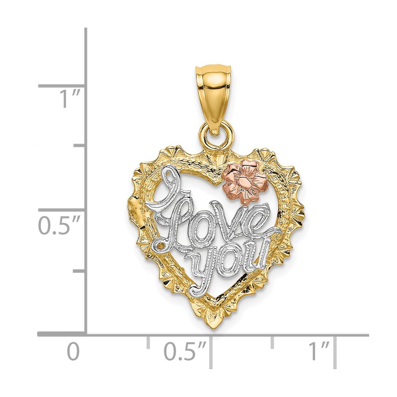 14k Two-tone with White Rhodium Heart I LOVE YOU Charm-2