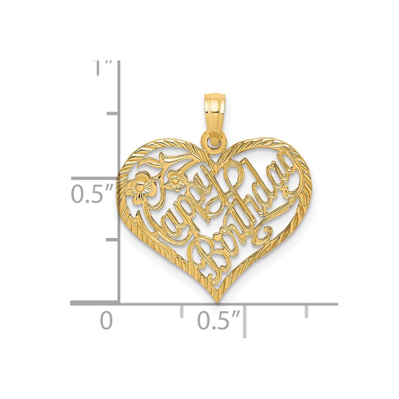 14k Solid HAPPY BIRTHDAY Heart Charm-2