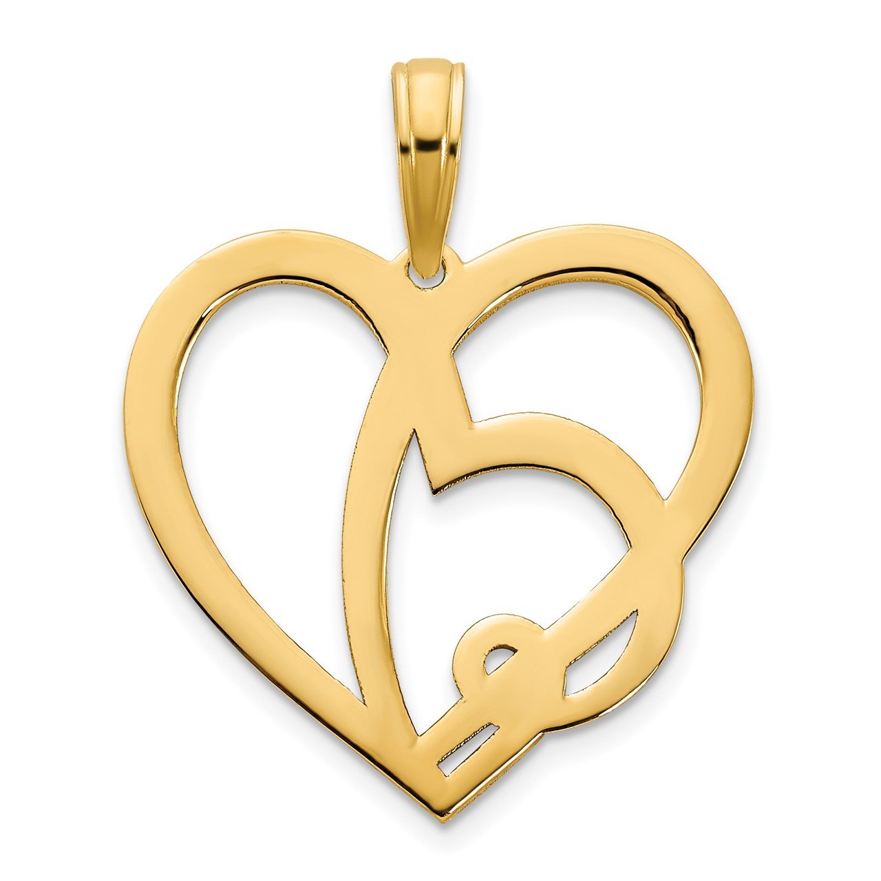 14k Heart in a Heart Pendant-3