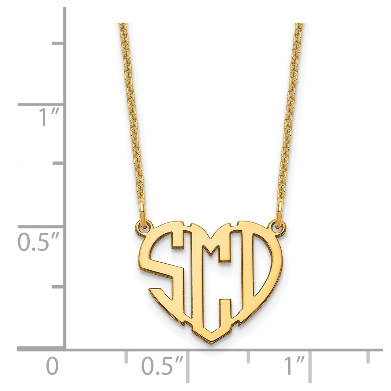 14KY Polished Cut out Heart Monogram Necklace-2