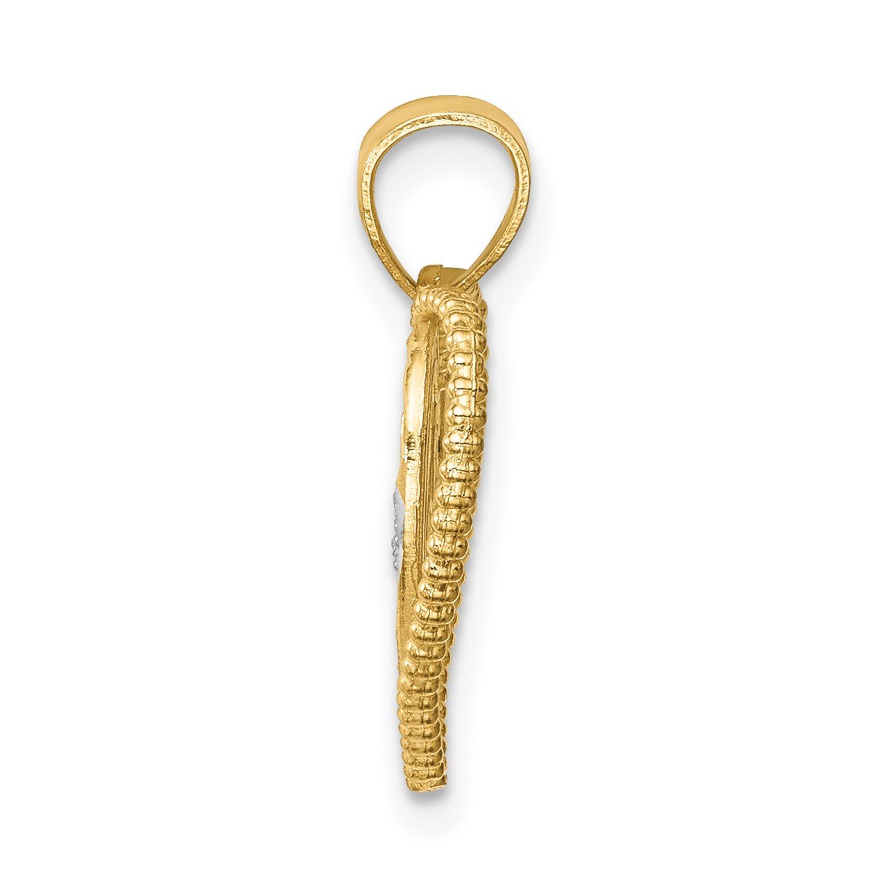 14K with Rhodium D/C Heart with Cross Pendant-1