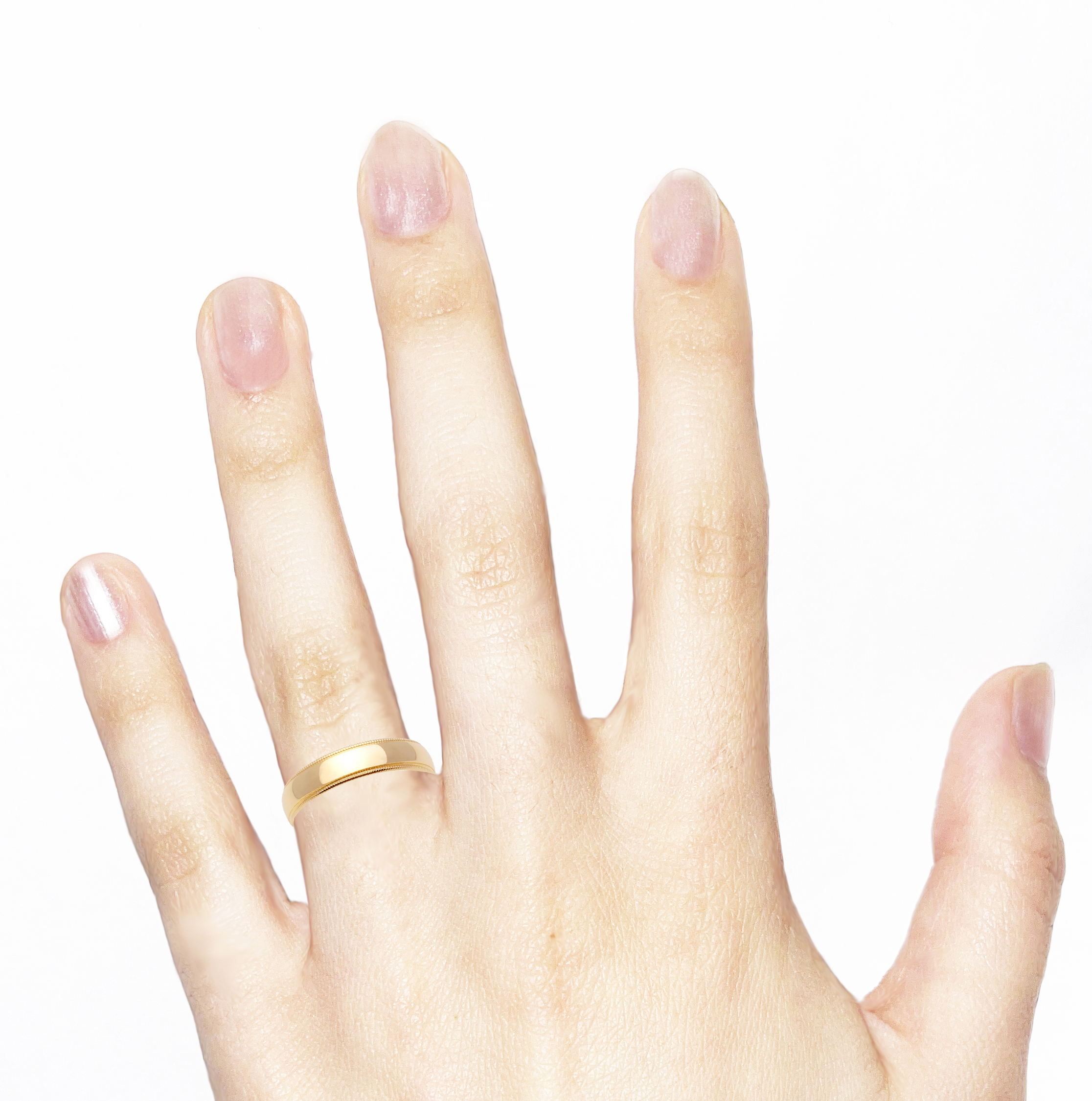 14K Yellow/White/Rose Gold Beaded Milgrain Band-12