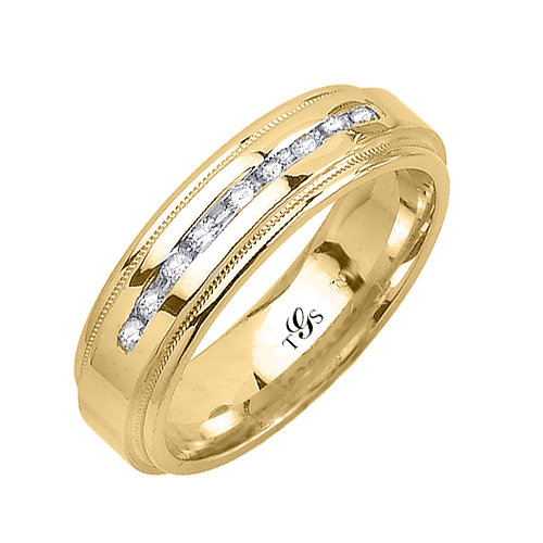 14k White/Yellow/Rose Gold Natural Diamond Unisex Band-2