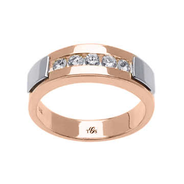 14k Two Tone Gold Diamond Men Band-0