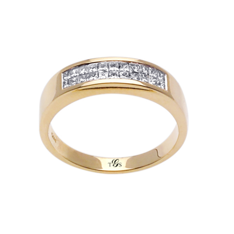 14k White / Yellow / Rose Gold Diamond Men Band-1