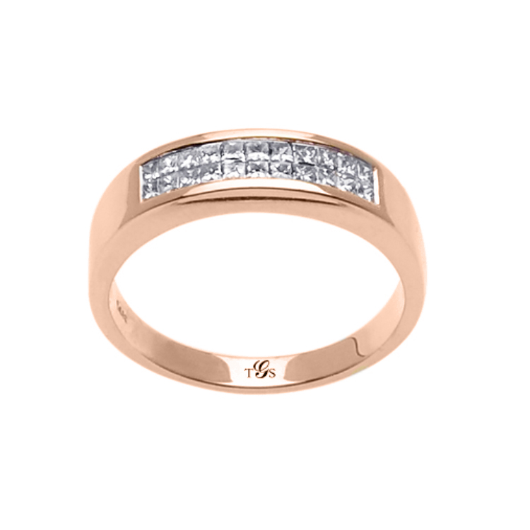 14k White / Yellow / Rose Gold Diamond Men Band-2