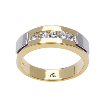 14k Two Tone Gold Diamond Men Band-2