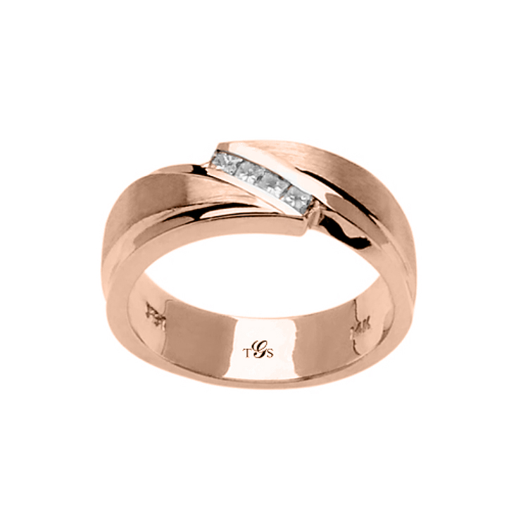 14k White / Yellow / Rose Gold Diamond Men Band-1