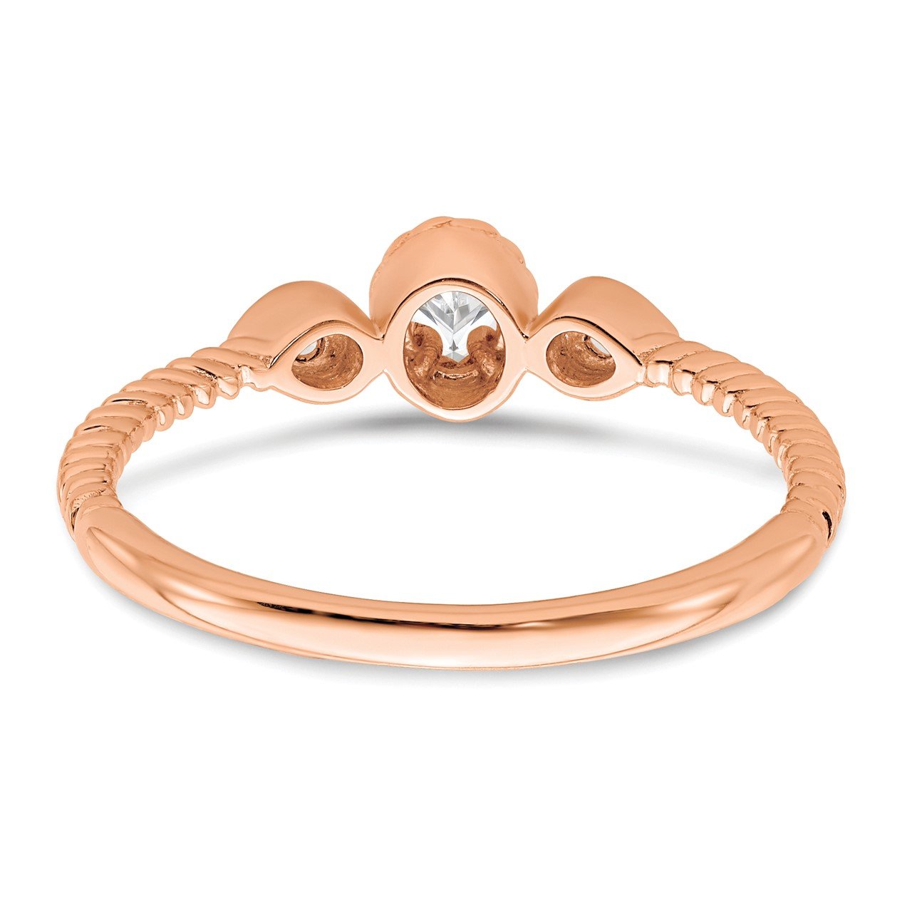 14k Rose Polish Roped Band Petite Oval Complete Dia Ring-4