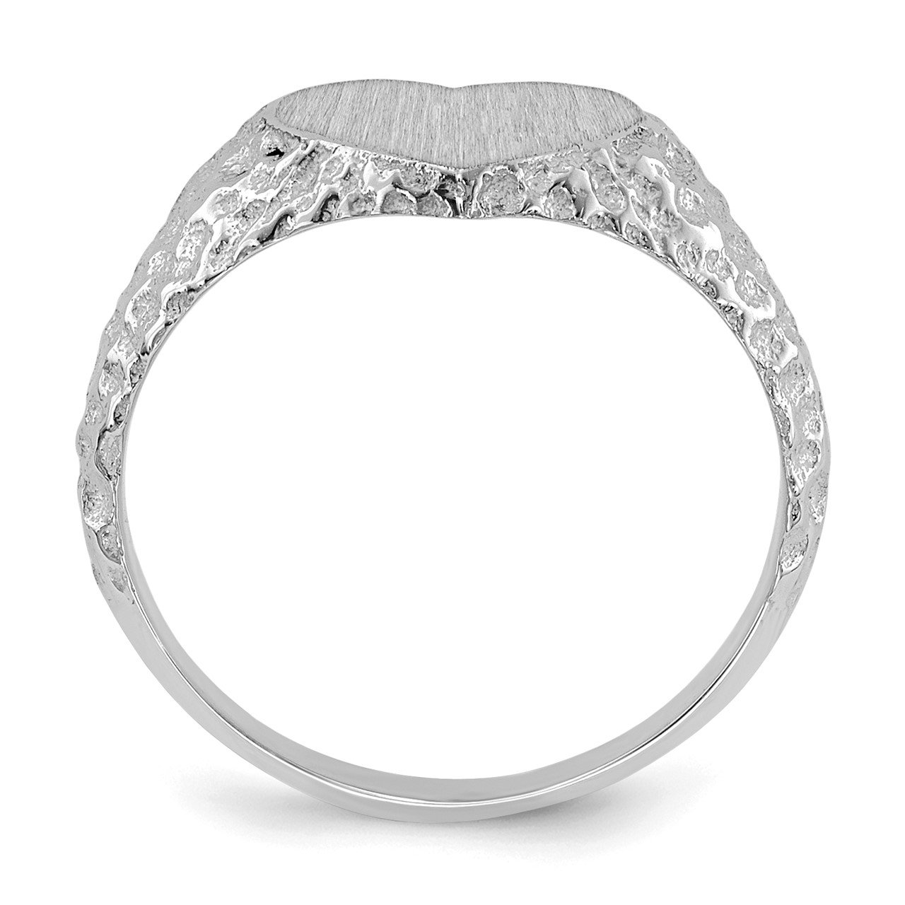 14k White Gold 8.0x9.0mm Open Back Heart Signet Ring-1