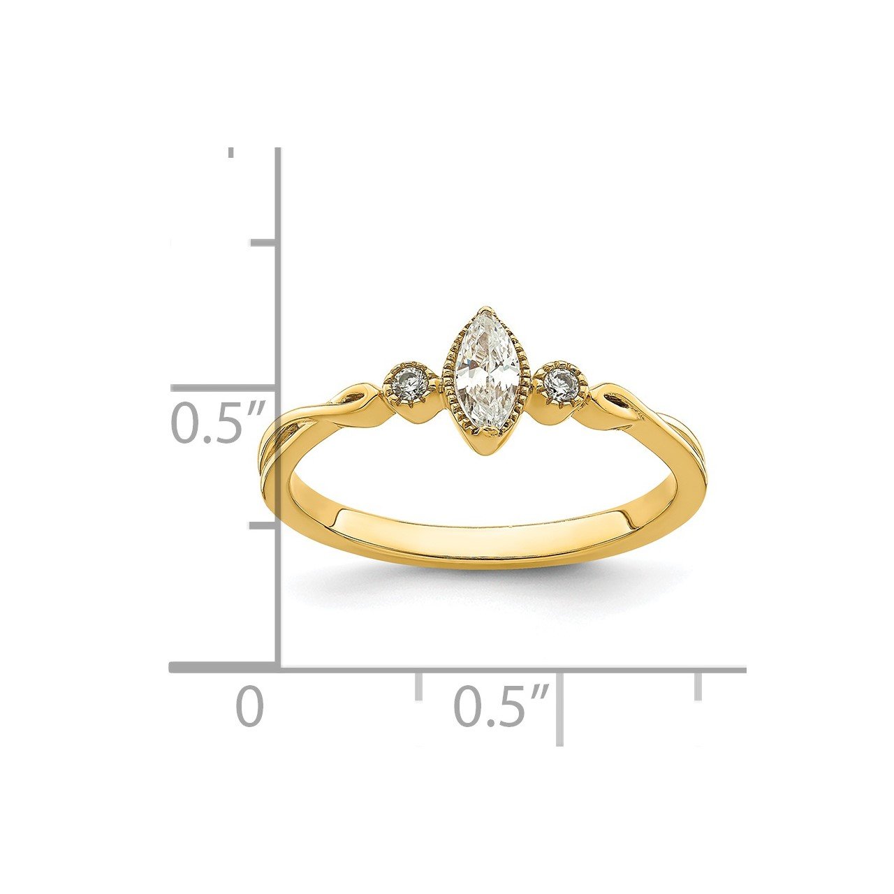 14k Polish Petite Beaded Edge Marquise Complete Dia Ring-6