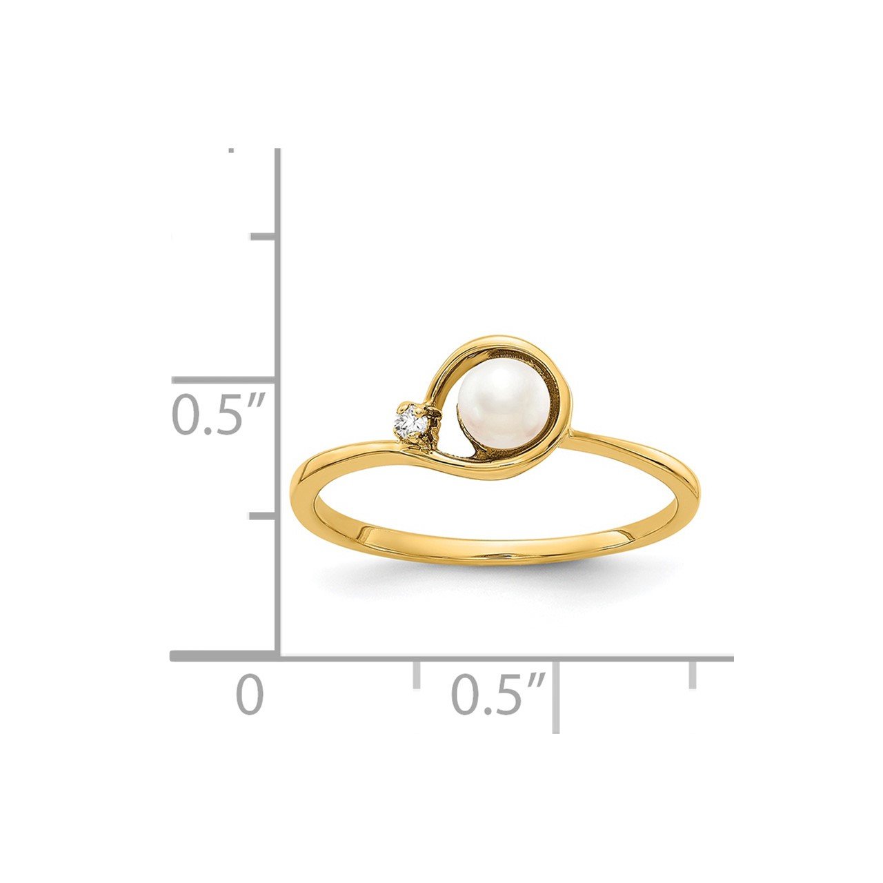 14k 4mm FW Cultured Pearl AAA Diamond ring-4