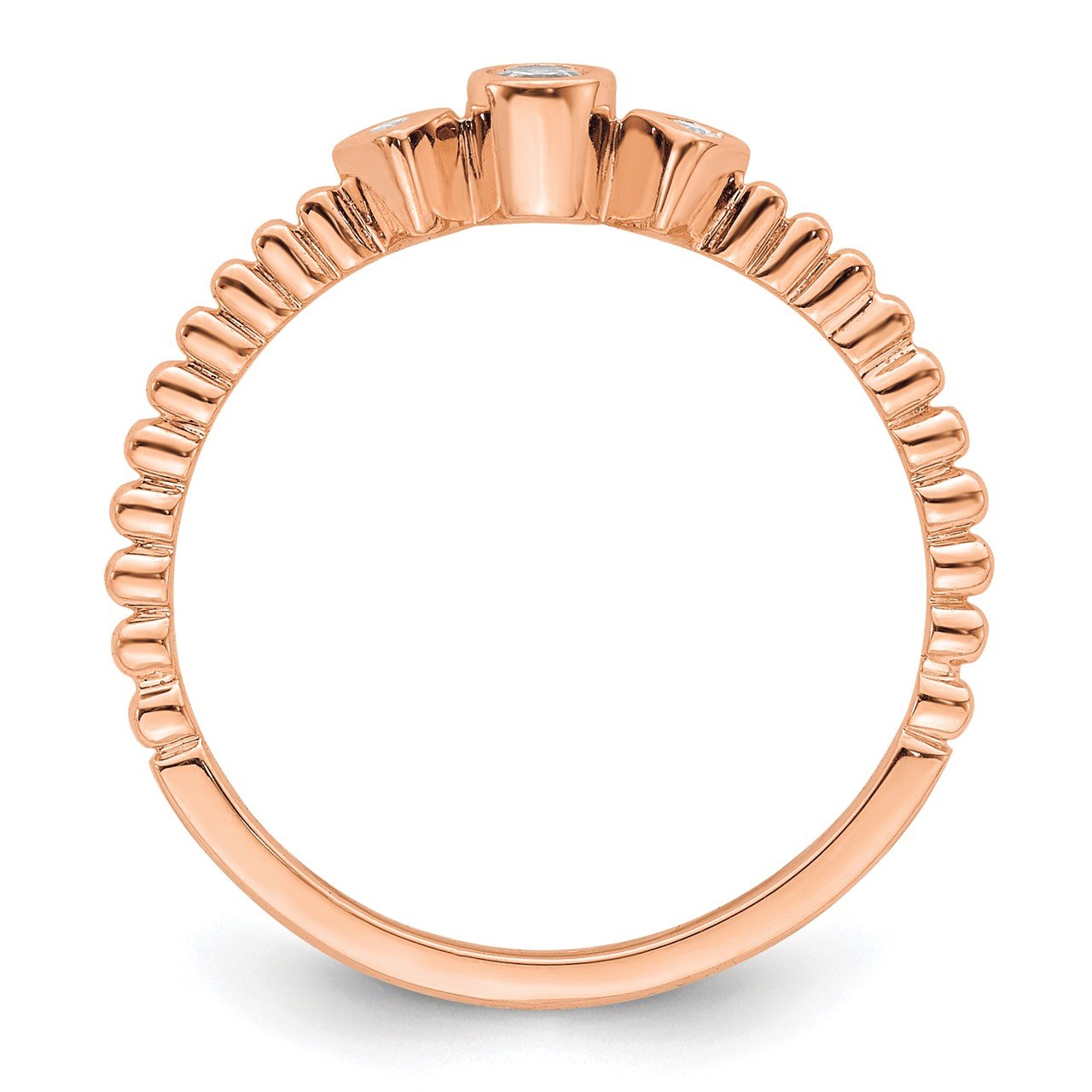 14k Rose Polish Scalloped Band Petite Round Complete Dia Ring-1