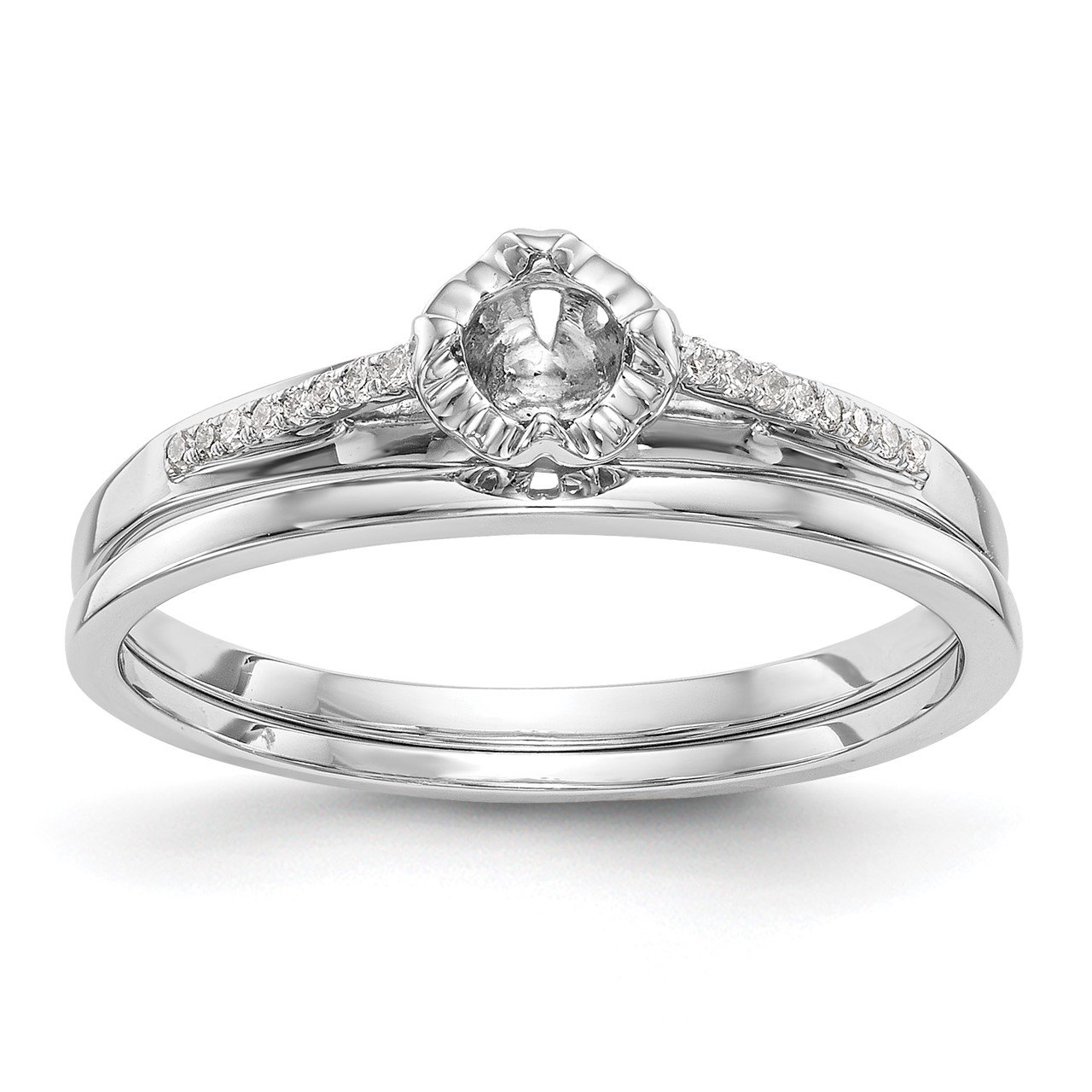 14K White Gold Complete Diamond Promise/Engagement Ring-6