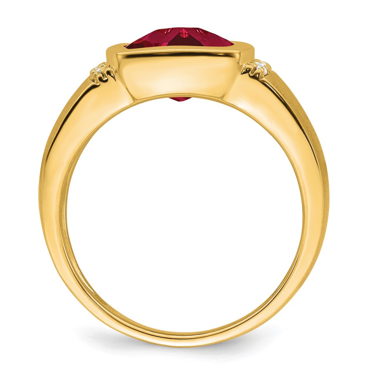 14k Created Ruby and Diamond Mens Ring-1