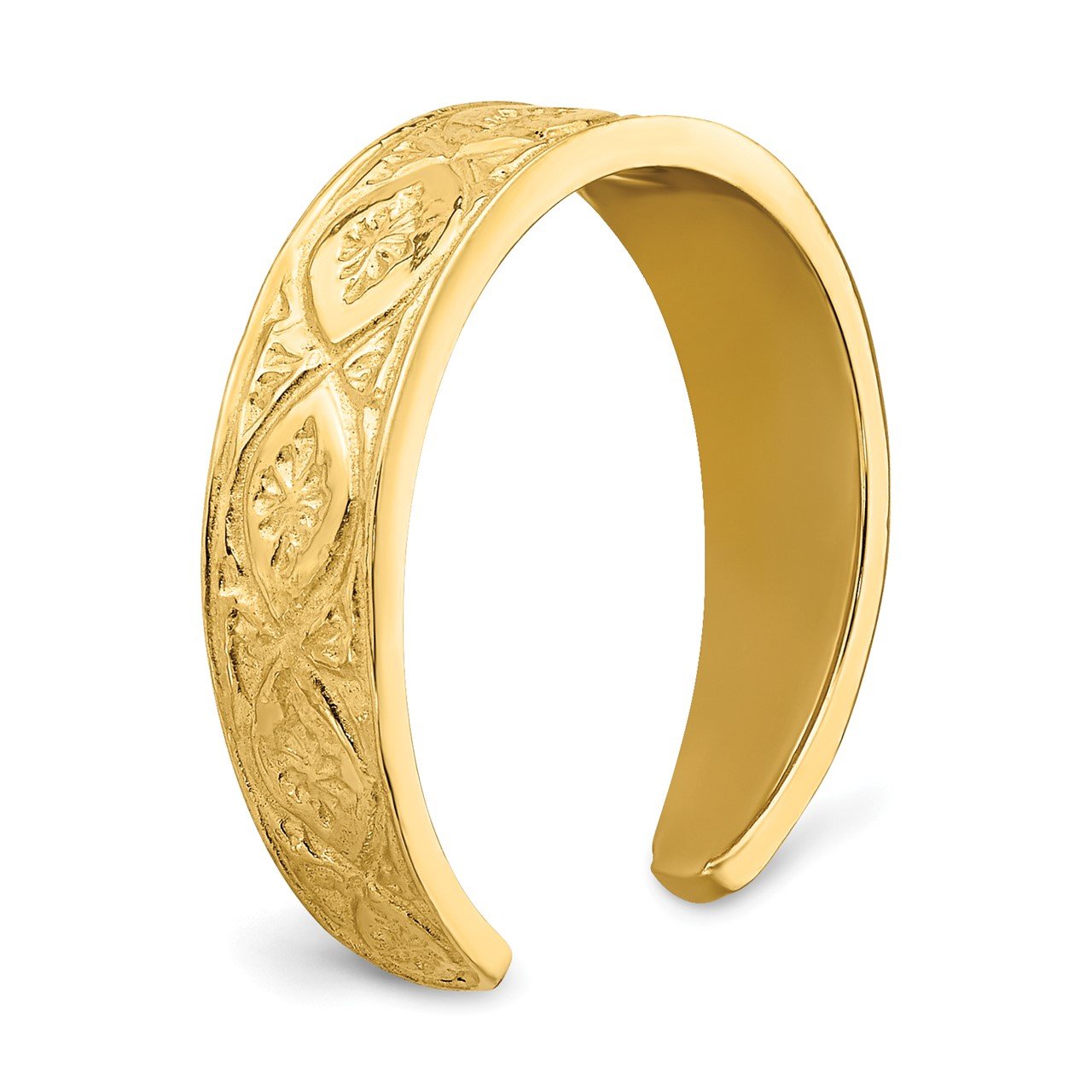 14K Polished Wave with Flower Center Toe Ring-6