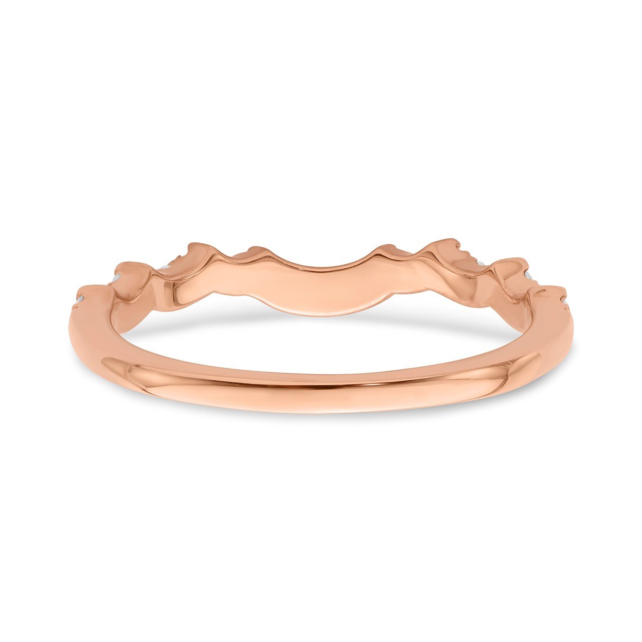 14k Rose Polish Diamond Matching Wedding band-4
