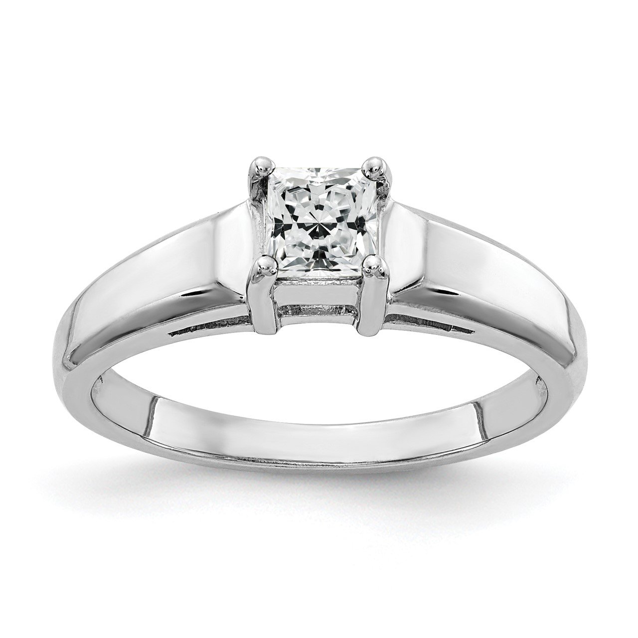 14k White Gold 4mm Princess Cut Cubic Zirconia ring