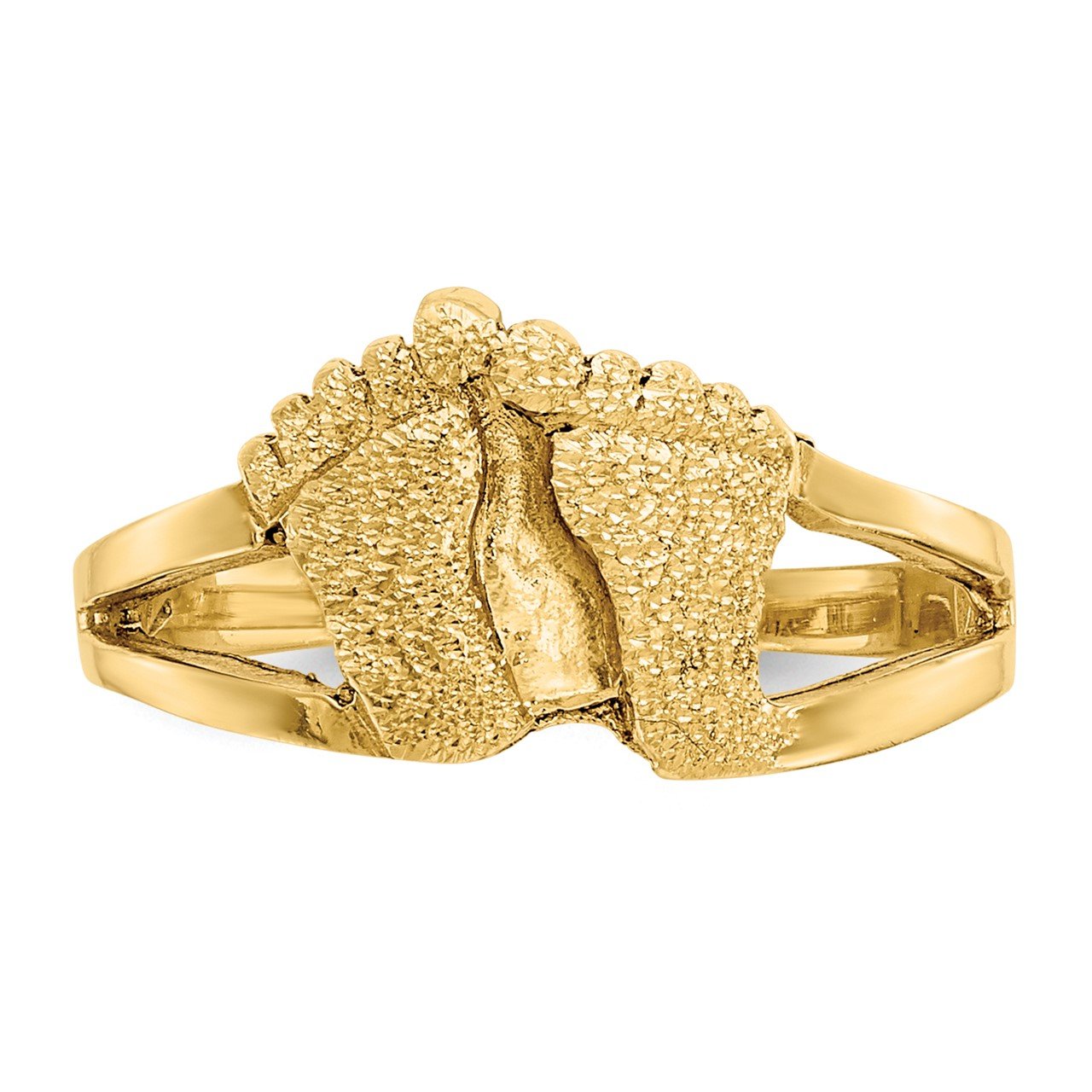 14k Diamond-cut and Sandblasted Foot Print Toe Ring-4
