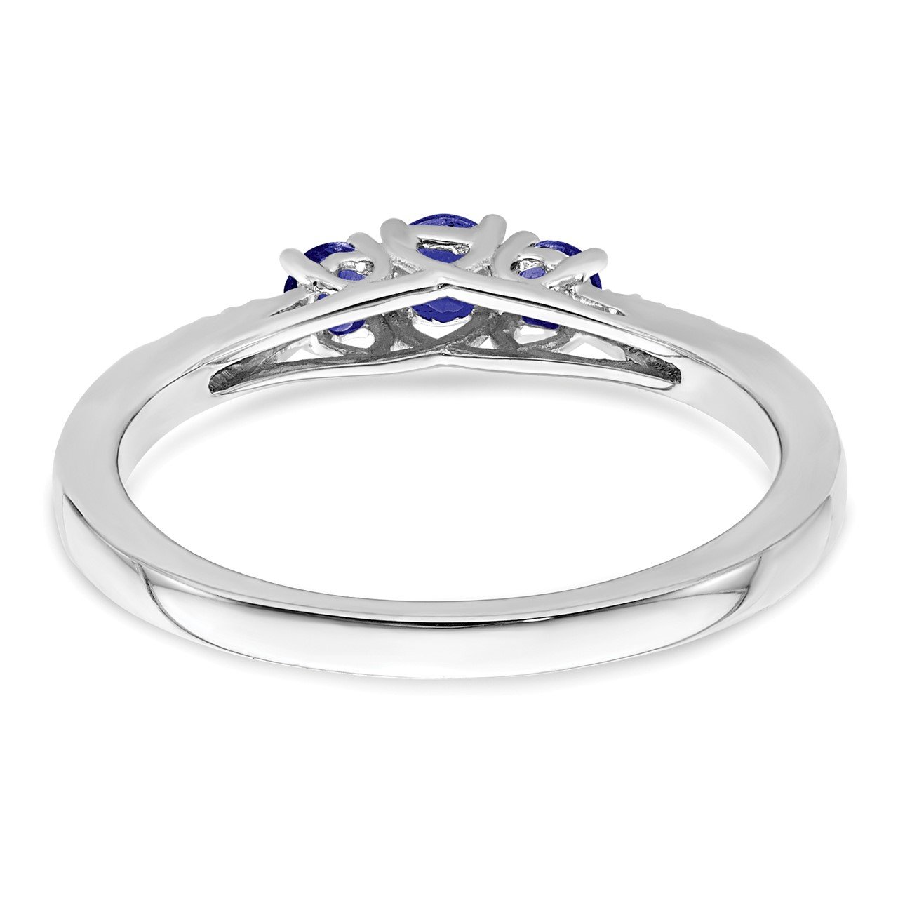 14k White Gold Sapphire and Diamond 3-stone Ring-5