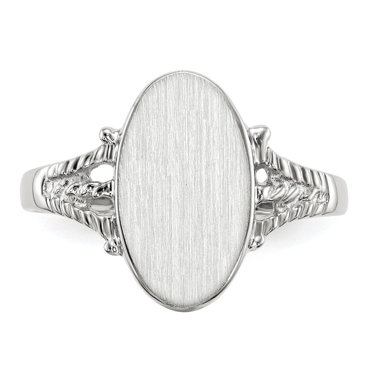 14k White Gold 13.5x8.5mm Closed Back Signet Ring-3