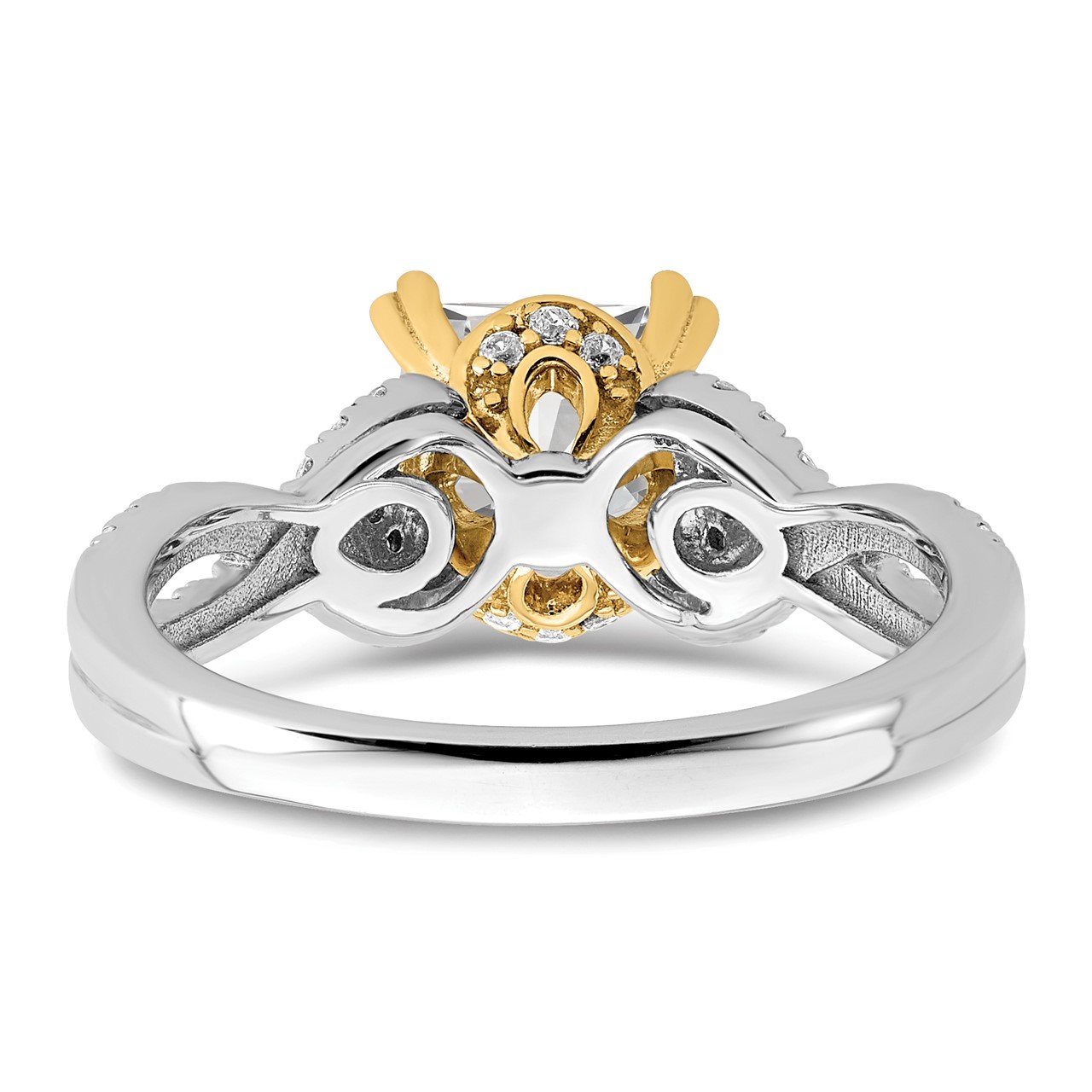 14k Two-tone Polish 1 1/2ct Princess Semi-Mount Engage Dia Ring-4