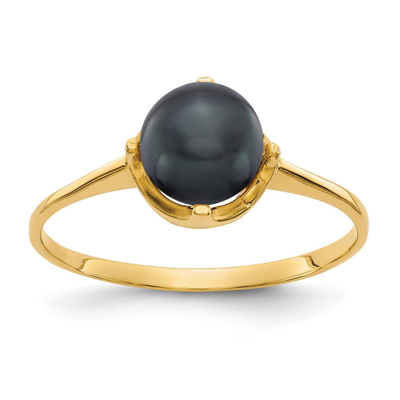 14k 6.5mm Black FW Cultured Pearl ring