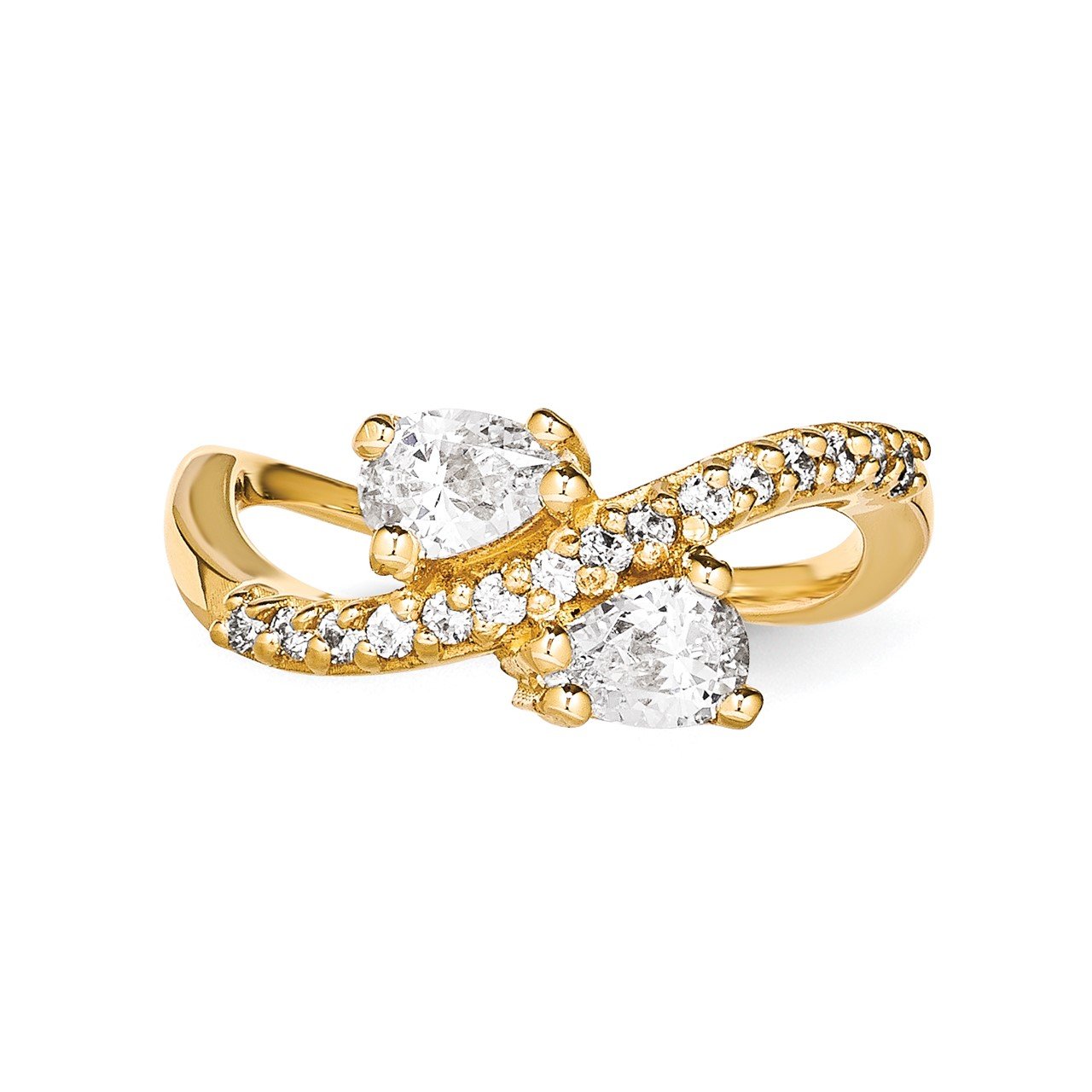 14KY AA Diamond 2-stone Ring Semi-Mount - 5x3 mm center stones-4