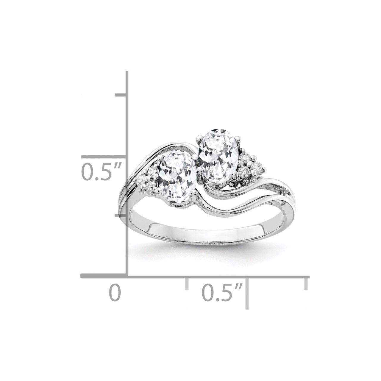 14k White Gold 6x4mm Oval Cubic Zirconia A Diamond ring-1