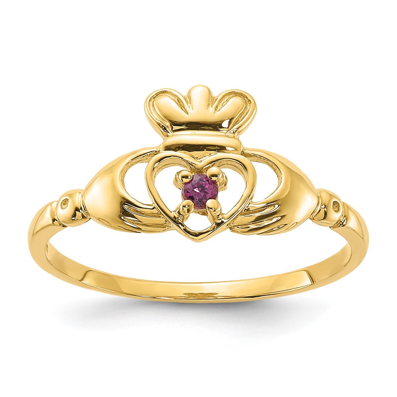 14ky Rhodolite Garnet Claddaugh Birthstone Ring