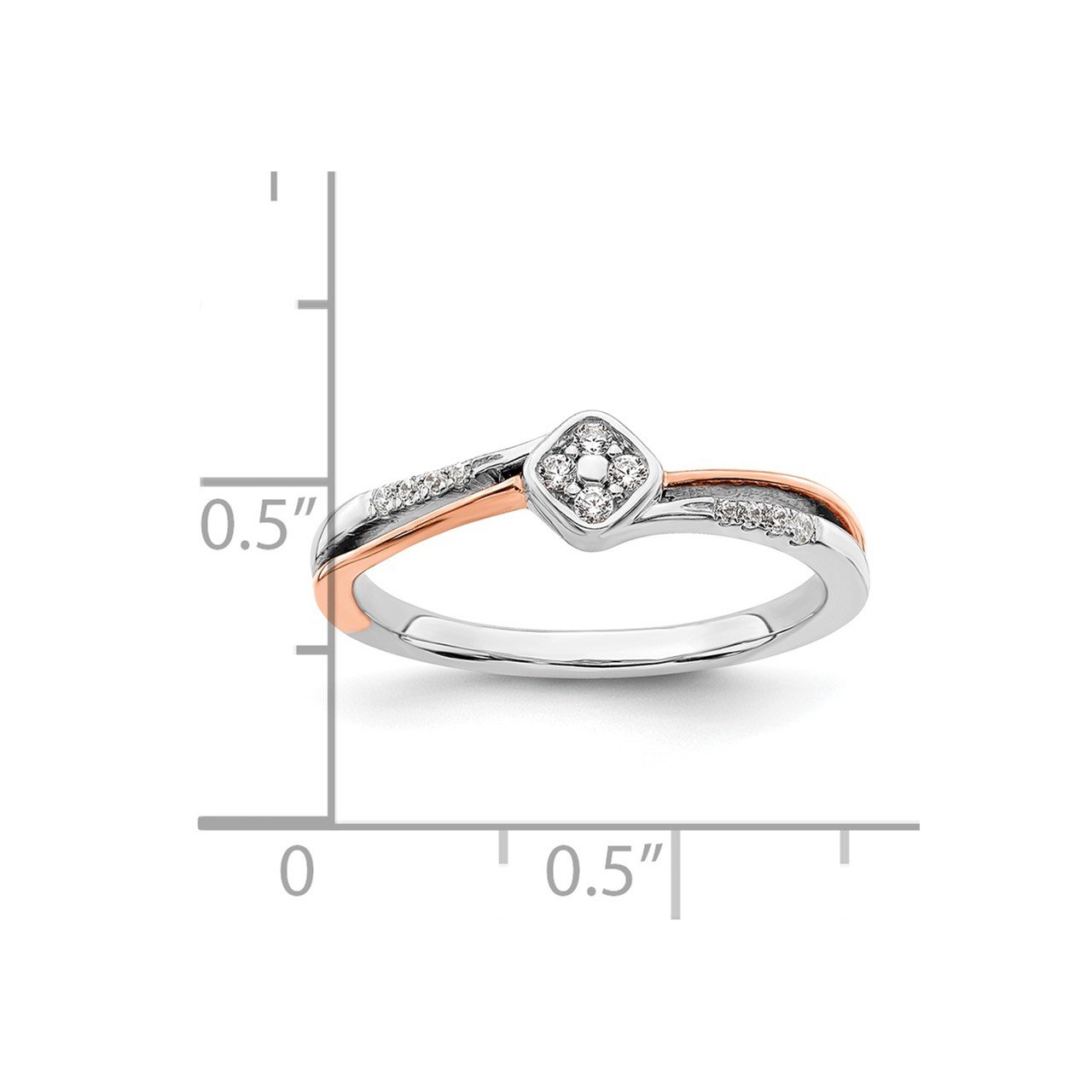 14k White and Rose Gold Complete Square Cluster Dia. Promise Ring-3