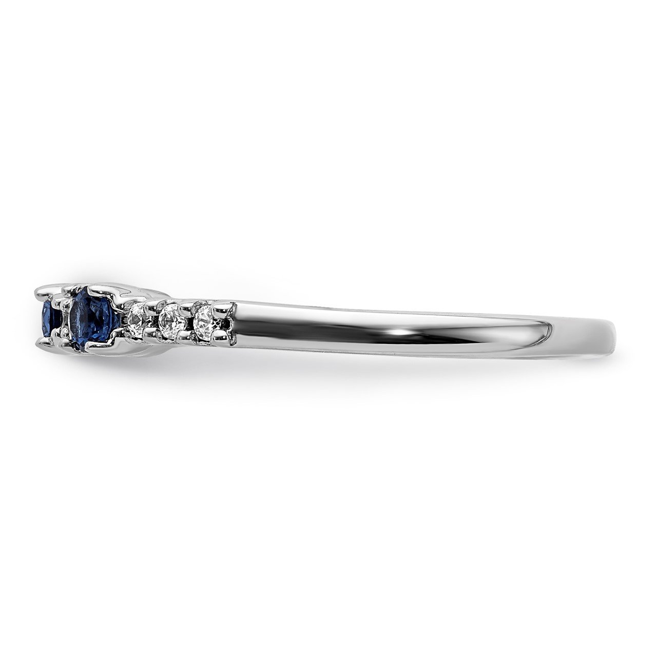 14k White Gold Diamond and Sapphire 3-Stone Ring-2