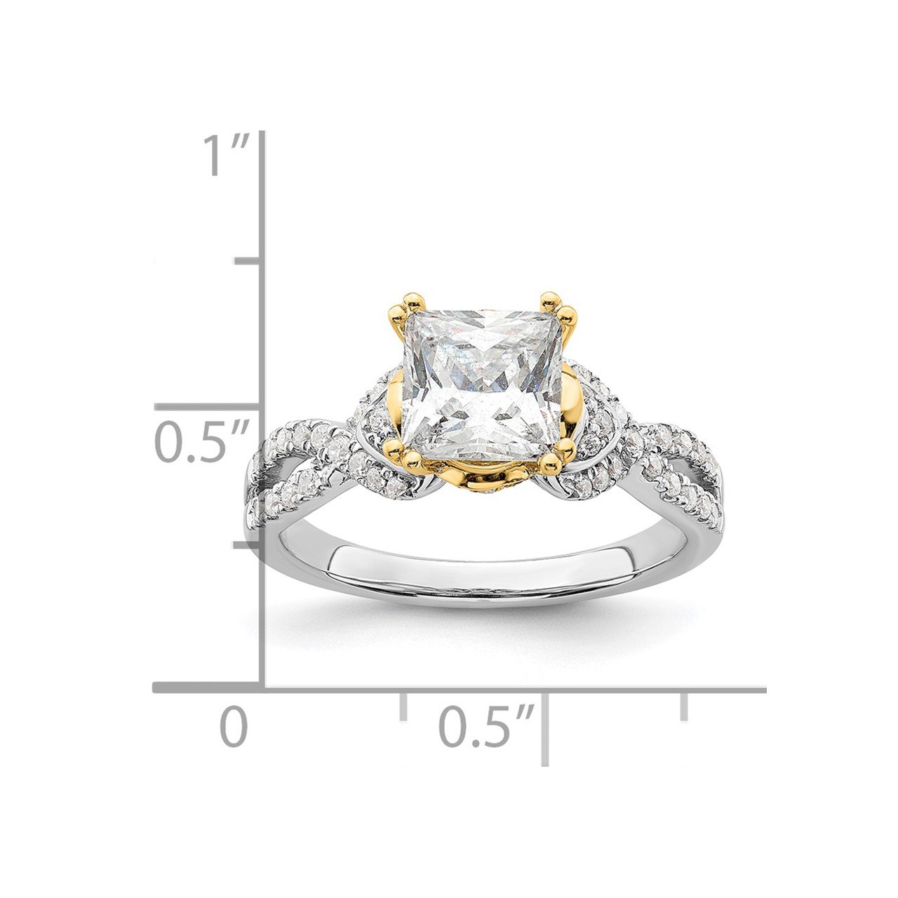 14k Two-tone Polish 1 1/2ct Princess Semi-Mount Engage Dia Ring-6