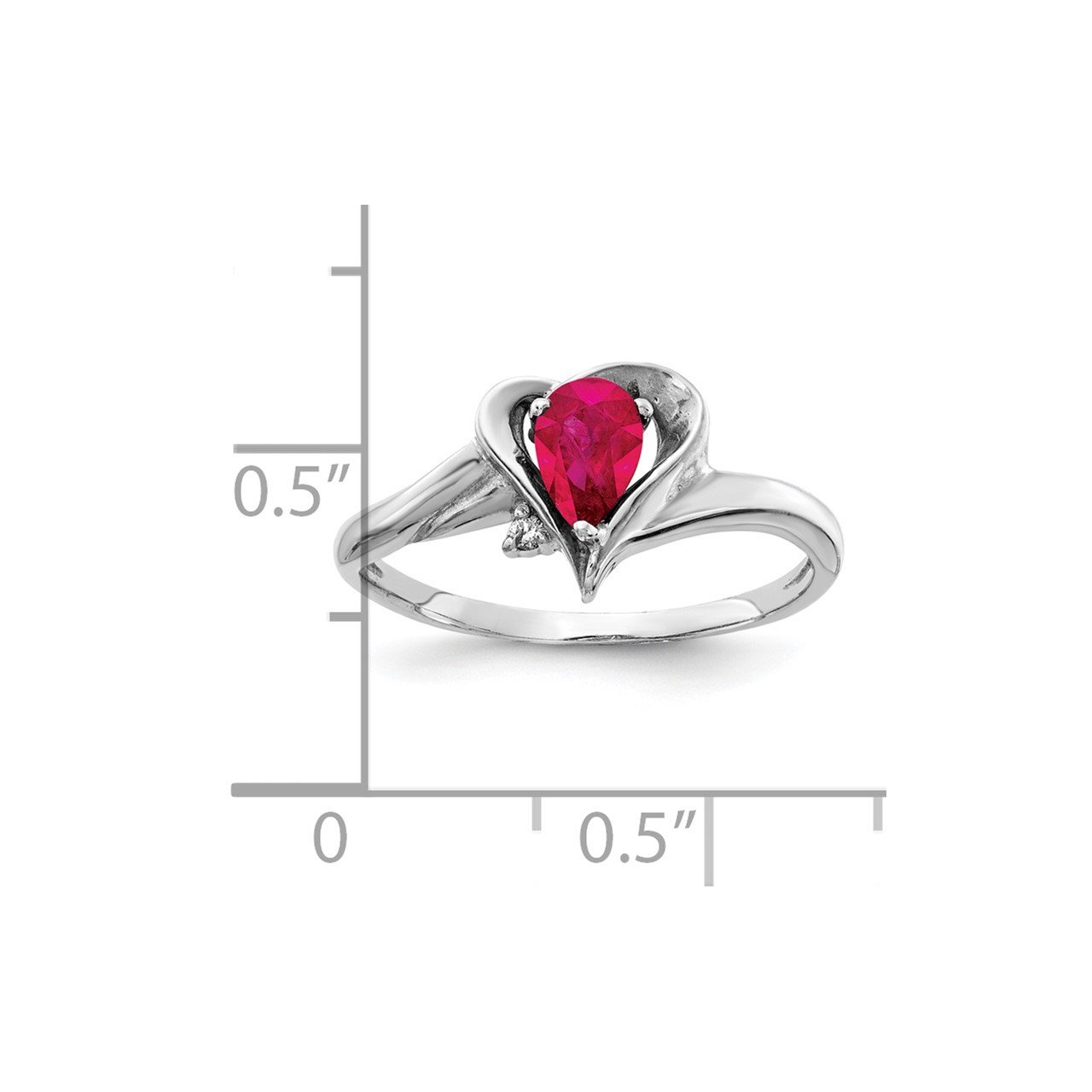 14k White Gold 6x4mm Pear Ruby AA Diamond ring-1