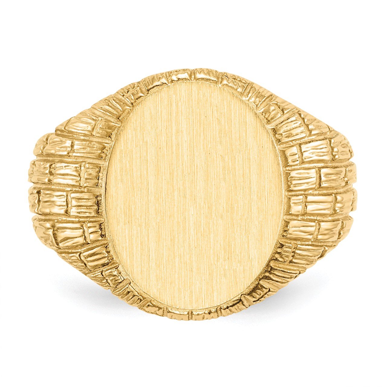 14k 15.0x12.0mm Closed Back Men's Signet Ring-3