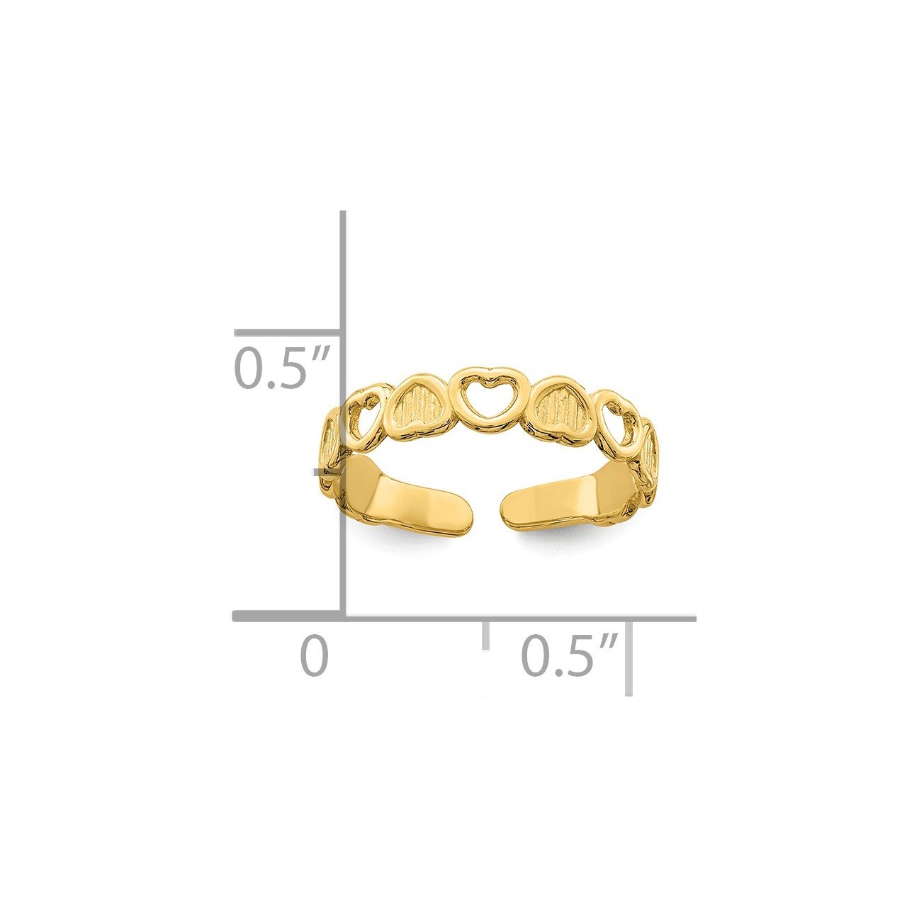 14k Adjustable Heart Toe Ring-2