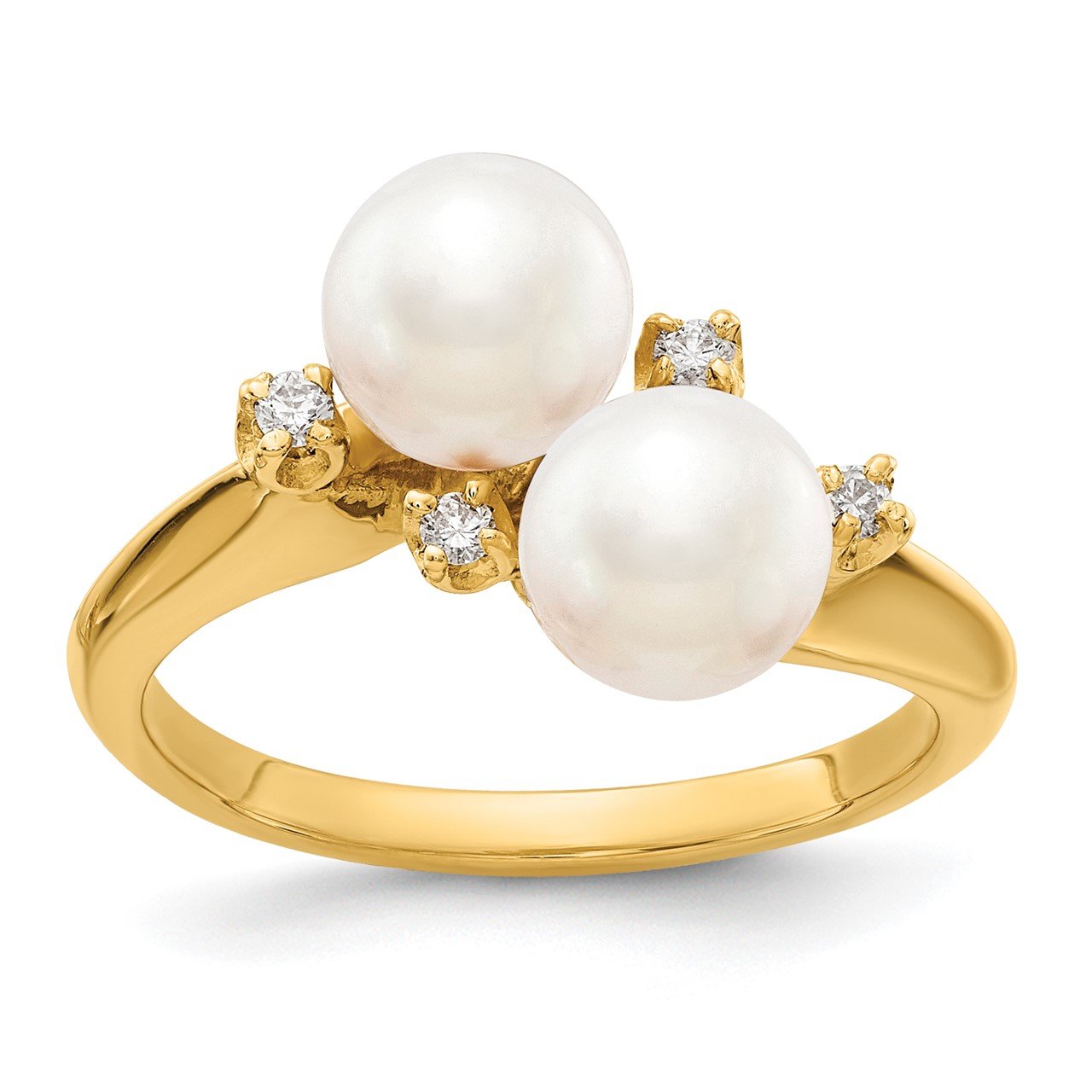 14k 6mm FW Cultured Pearl VS Diamond ring