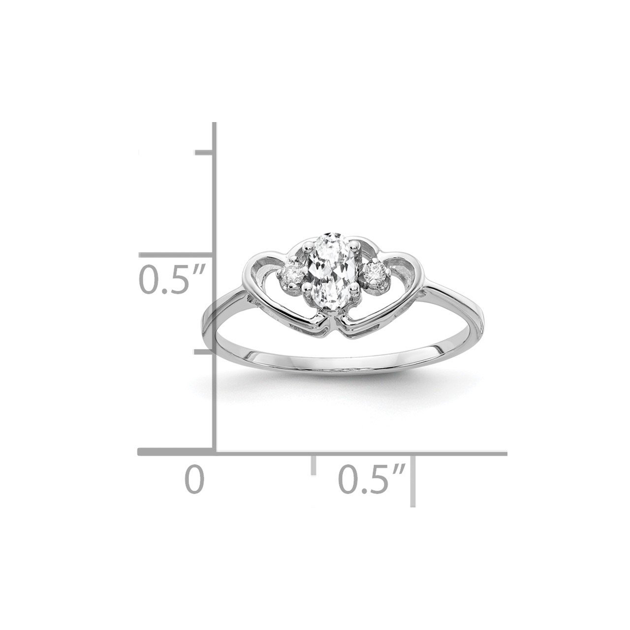 14k White Gold 5x3mm Oval Cubic Zirconia AA Diamond ring-1
