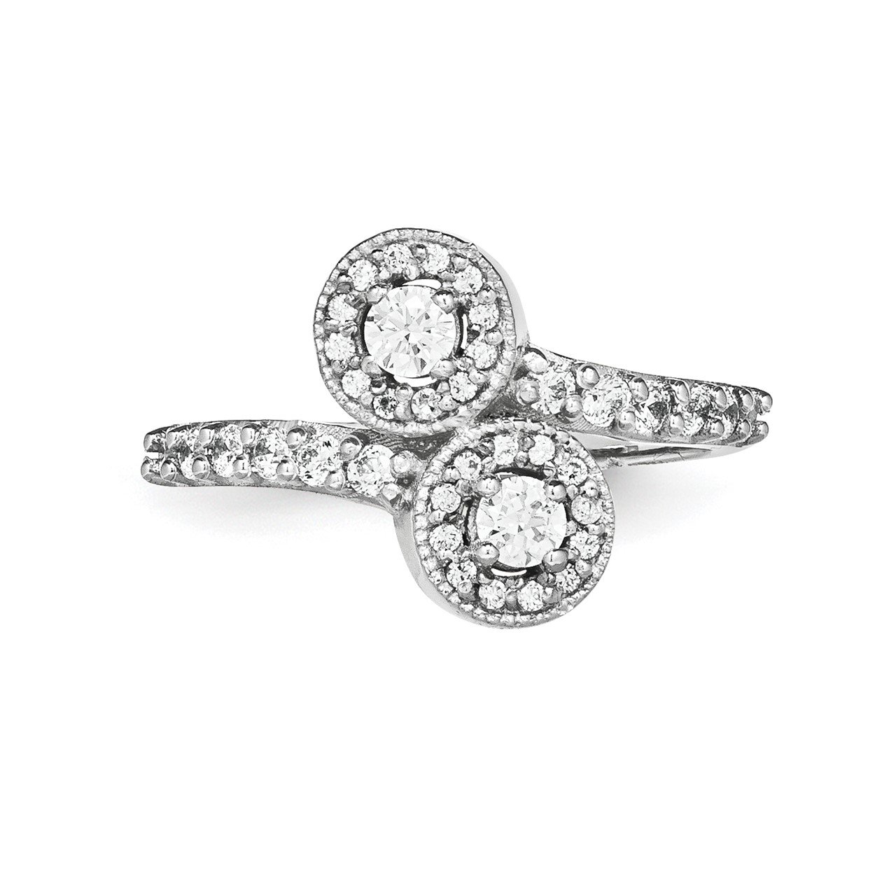 14KW A Diamond 2-stone Ring Semi-Mount - 3 mm center stones-4