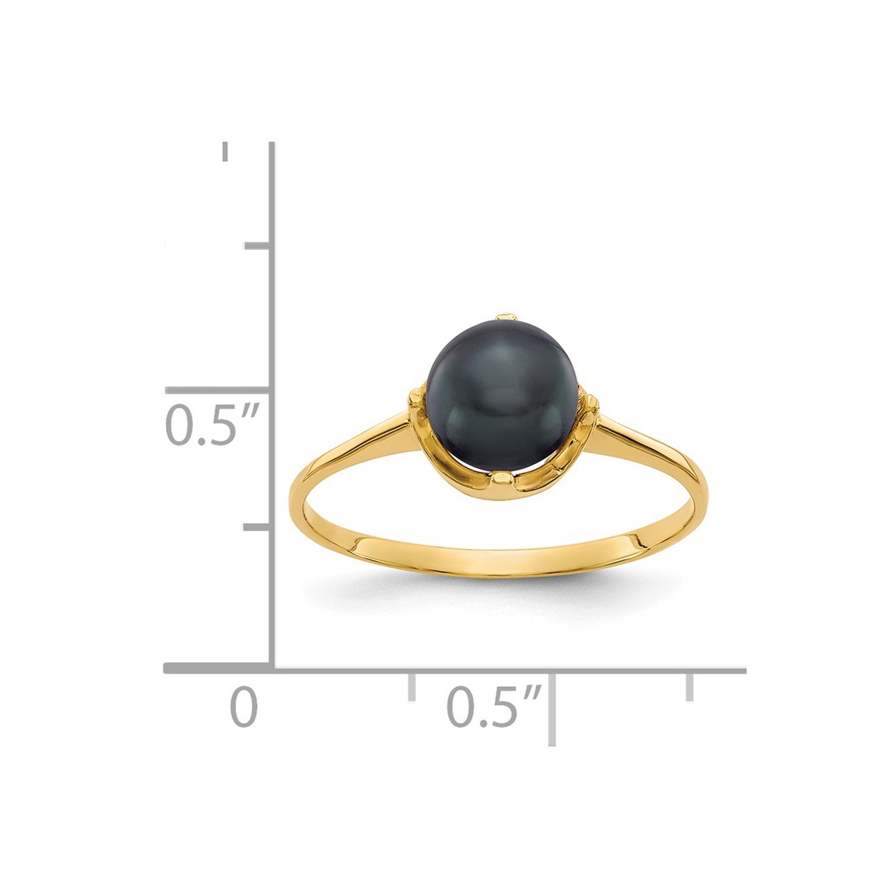 14k 6.5mm Black FW Cultured Pearl ring-1