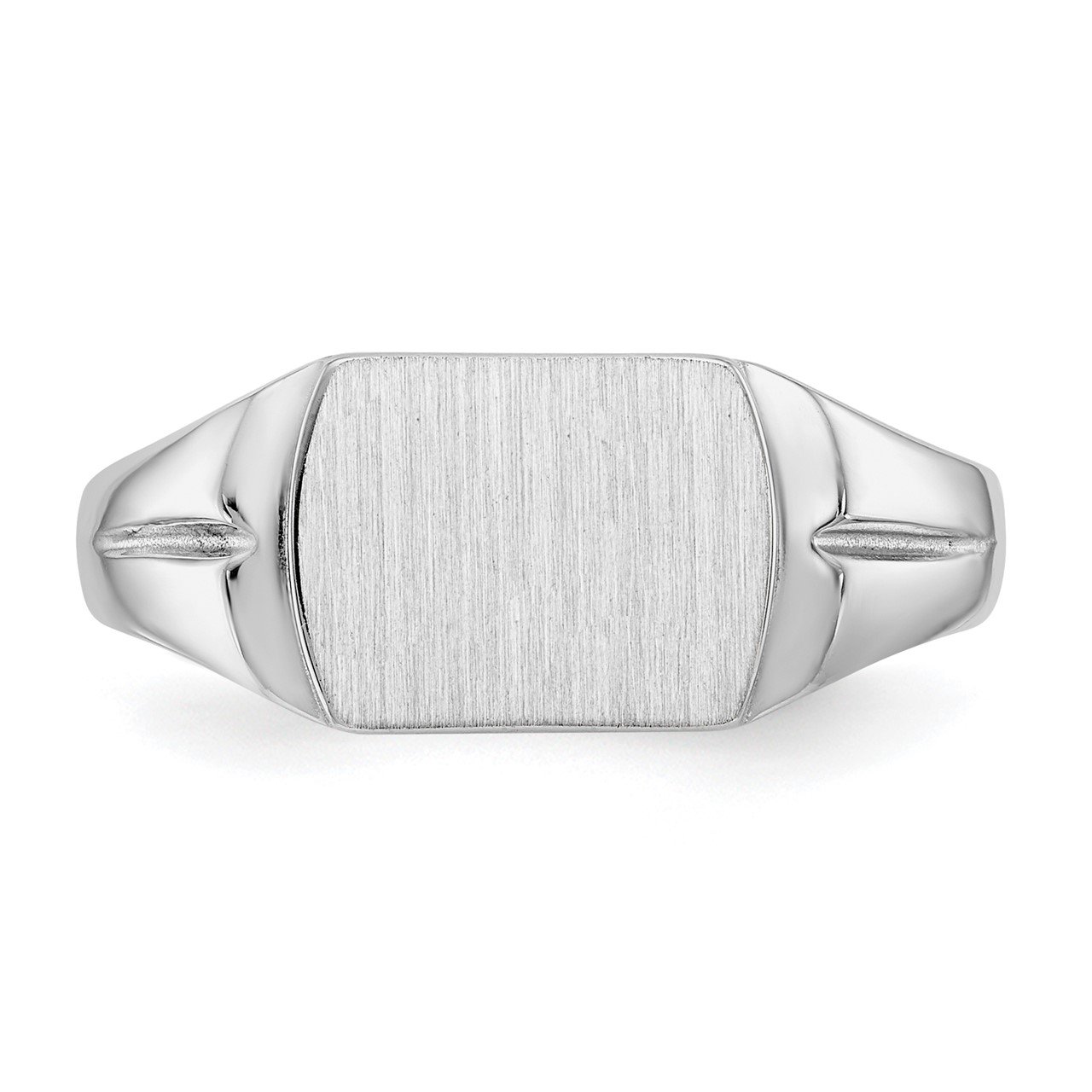 14k White Gold 8.0x10.5mm Closed Back Signet Ring-3