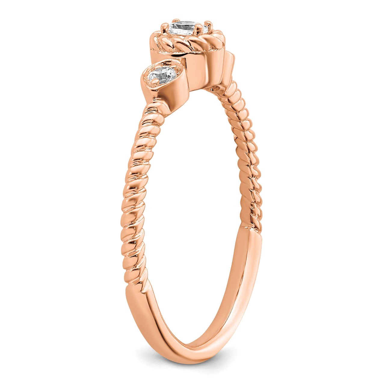 14k Rose Polish Roped Band Petite Oval Complete Dia Ring-5